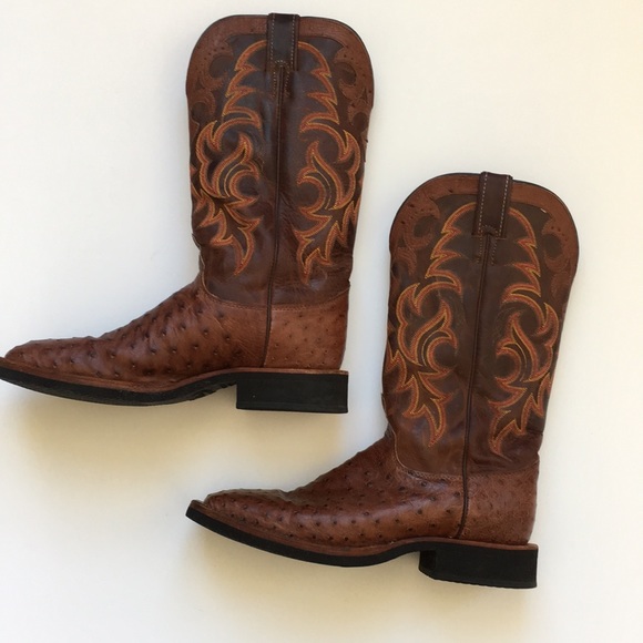 justin cognac ostrich boots